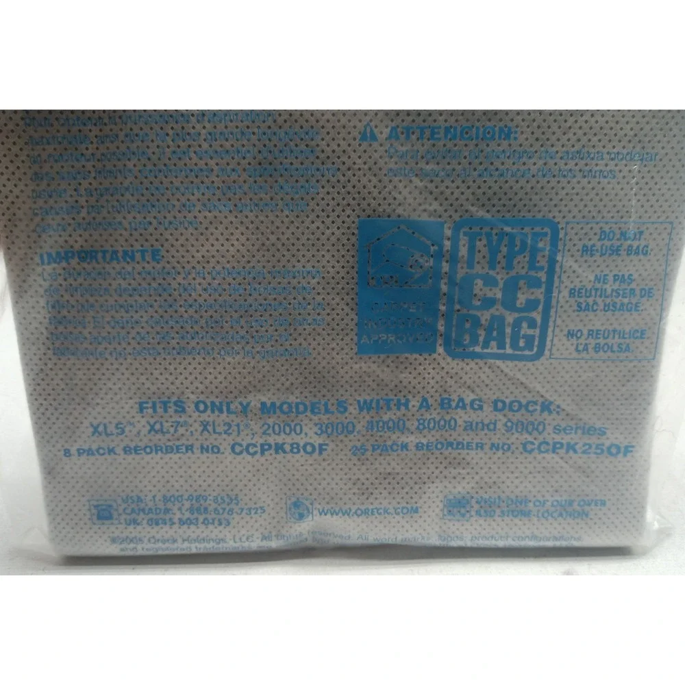 1x ORECK Type CC Filter Bags XL3, XL5, XL7, XL21 2000, 3000, 4000, 8000, 9000